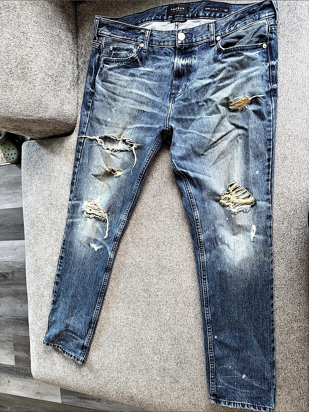 Pacsun Skinny Distressed Denim Jeans Distressed Blue Jeans Waist 36 x 32